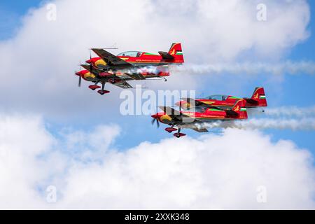 Die Royal Jordanian Falcons kamen bei der RAF Fairford an, um bei der Royal International Air Tattoo 2024 aufzutreten. Stockfoto