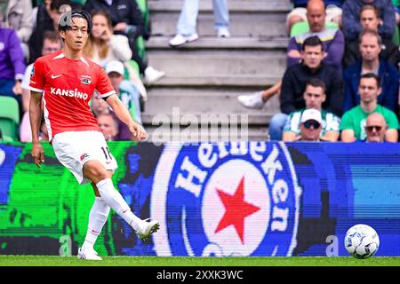 GRONINGEN, 25-08-2024, Stadion Euroborg, Fußball, niederländische Eredivisie, Staffel 2024 / 2025, Groningen - AZ, Spieler AZ Seiya Maikuma Stockfoto