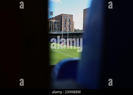 Wimbledon, Großbritannien. August 2024. Eine detaillierte Ansicht des Cherry Red Records Stadions vor dem Spiel London Broncos vs Leigh Leopards in Plough Lane, Wimbledon, Großbritannien, 25. August 2024 (Foto: Izzy Poles/News Images) in Wimbledon, Großbritannien am 25. August 2024. (Foto: Izzy Poles/News Images/SIPA USA) Credit: SIPA USA/Alamy Live News Stockfoto