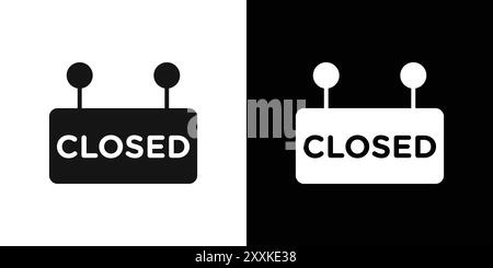 Closed Sign Symbol Logo Vektor Kontur in Schwarz-weiß Stock Vektor