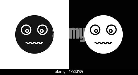 Guilty Face Emoji Icon Logo Zeichen Vektor Umriss in schwarz-weiß Farbe Stock Vektor