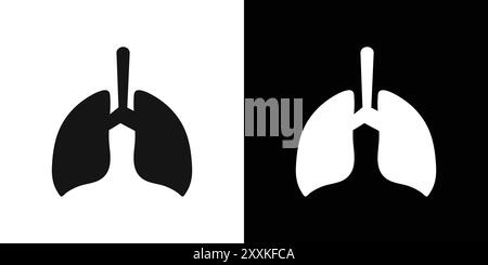Lungen Symbol Logo Vektorumrandung in Schwarz-weiß Stock Vektor