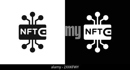 NFT Wallet Symbol Logo Vektor Umriss in schwarz-weiß Farbe Stock Vektor