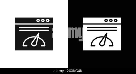 Seitengeschwindigkeitssymbol Logo-Vektorkontur in Schwarz-weiß Stock Vektor