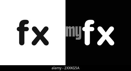 Mathematische Funktion Symbol Logo Vektorkontur in Schwarz-weiß Stock Vektor