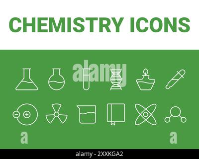 Symbol für Chemie eingestellt. Chemie Ausbildung Symbole Vektor. Vektor der Chemiewissenschaft Stock Vektor
