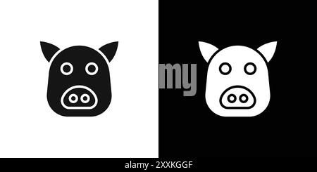 Pig Face Symbol Logo Vektorumrandung in schwarz-weiß Stock Vektor