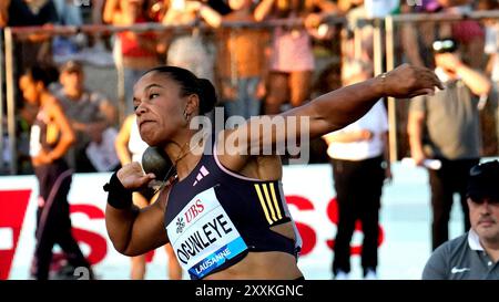 Lausanne, Schweiz. August 2024. Leichtathletik, Diamond League Lausanne 2024, Kugelstossen Frauen Yesimi Ogunleye, Deutschland FotoCopyright Chai von der Laage/Randy Credit: dpa/Alamy Live News Stockfoto