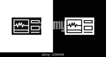 Tragbares Elektrokardiogramm Symbol Logo Vektorumrandung in Schwarz-weiß Stock Vektor