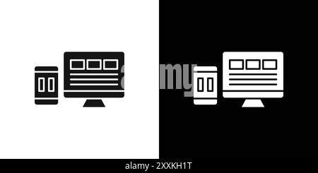 Responsive Design Symbol Logo Vektorumrandung in Schwarz-weiß Stock Vektor