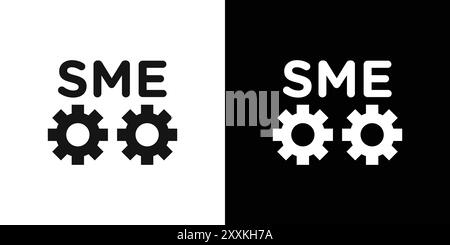 KMU, kleine und mittelständische Unternehmen Icon-Logo-Vektor-Umrisse in Schwarz-weiß Stock Vektor