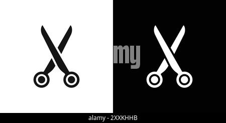 Schere Symbol Logo Zeichen Vektorumrandung in Schwarz-weiß Stock Vektor