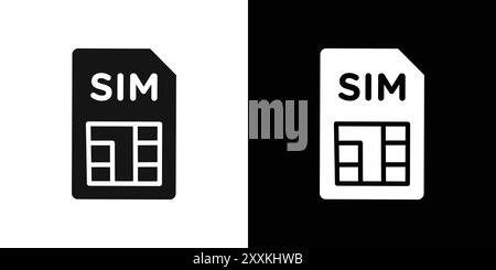 sim-Kartensymbol Logo Vektorumrandung in Schwarz-weiß Stock Vektor