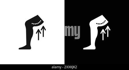 Oberschenkel anheben schwarz Symbol Logo Vektor Umriss in schwarz-weiß Farbe Stock Vektor