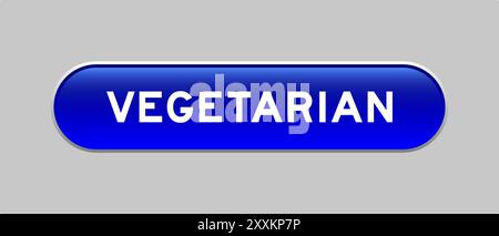 Blauer kapselförmiger Knopf mit Wort vegetarisch auf grauem Hintergrund Stock Vektor
