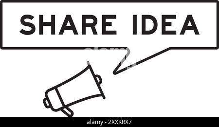 Megaphon-Symbol mit Sprechblase in Wort teilen Idee auf weißem Hintergrund Stock Vektor