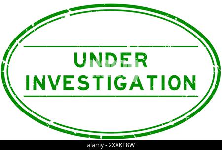 Grunge grün unter Untersuchung Wort ovaler Gummisiegelstempel auf weißem Hintergrund Stock Vektor