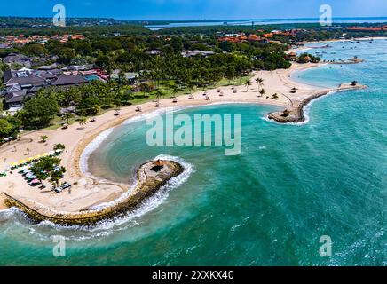 Blick auf das Nusa Dua Resort Gebiet in der Nähe von Denpasar im Süden von Bali, Indonesien Stockfoto