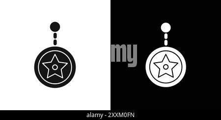 Schlüsselanhänger-Symbol Vektorsymbol oder Zeichensatz-Sammlung in Schwarzweiß-Umrandung Stock Vektor