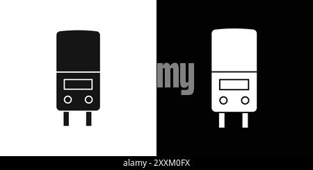 Symbol für Elektroheizungskessel Vektorsymbol oder Zeichensatz in schwarz-weiß-Umrandung Stock Vektor