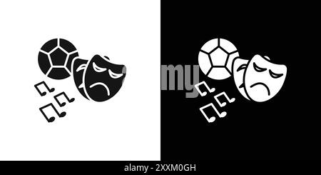 Symbol für außerschulische Aktivitäten Vektorsymbole oder Zeichensätze in Schwarzweiß-Umrandung Stock Vektor