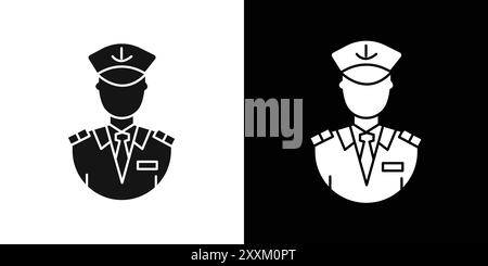 Männlicher Chief Officer Icon Vector Symbol oder Schild Set Kollektion in schwarz-weiß Umrisse Stock Vektor