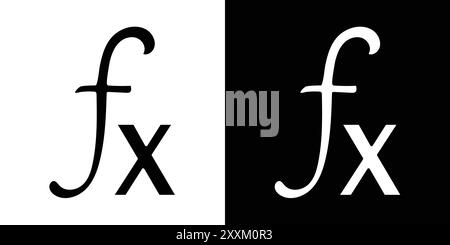 Symbol für mathematische Funktion Vektorsymbol oder Zeichensatz in Schwarzweiß-Umrandung Stock Vektor