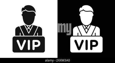 vip Person Symbol Vektorsymbol oder Schildersatz Kollektion in schwarz-weiß-Umrisse Stock Vektor