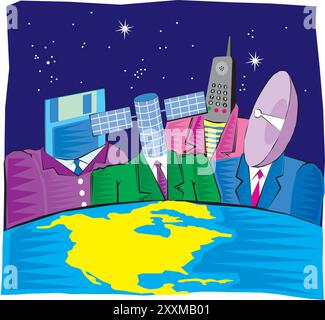 Abstrakter Clipart der Objekttechnologie Geschäftsmann Köpfe Vektor-Illustration Stock Vektor