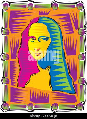 Illustration der Mona Lisa. Ikone von Gioconda der Künstler Leonardo Davinci. Stock Vektor