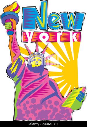 Abbildung der Freiheitsstatue Manhattan New York Vereinigte Staaten von Amerika Stock Vektor