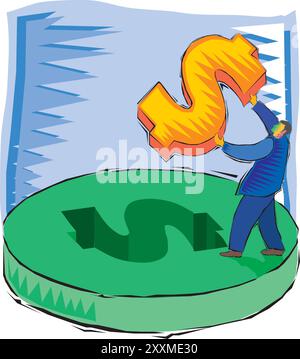 clipart des Geschäftsmannes, der Geld-Design-Vektor-Illustration hält Stock Vektor