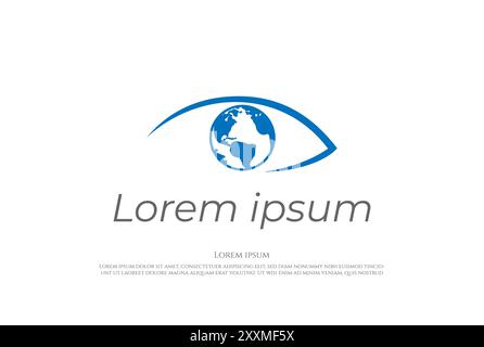 Auge mit Weltkugel für Global Vision Trade Logo Design Vektor Stock Vektor