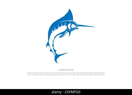 Springender Marlin Schwert Fisch für Angler Angeln Sport Club Logo Design Vektor Stock Vektor