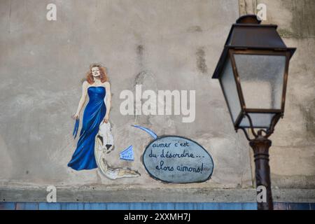 Die I Love You Mauer in Montmartre Stockfoto