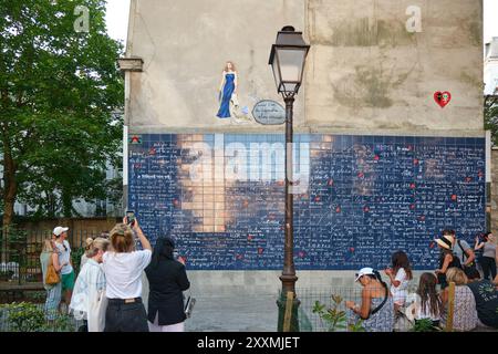 Die I Love You Mauer in Montmartre Stockfoto