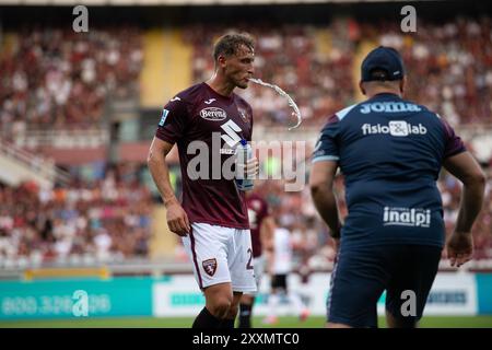 Torino, Italien. August 2024. Vojvodina während des Fußballspiels der Serie A zwischen Torino und Atalanta im Stadio Olimpico Grande Torino in Turin, Nordwesten Italiens - Sonntag, 25. August 2024. Sport - Fußball . (Foto: Matteo Arnoul/Lapresse) Credit: LaPresse/Alamy Live News Stockfoto