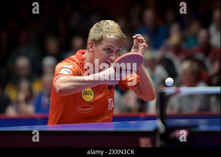 TTBL Borussia Düsseldorf - ASC Grünwettersbach am 25.08.2024 im ARAG CenterCourt in Düsseldorf Anton Källberg ( Düsseldorf ) Foto: Revierfoto Credit: ddp Media GmbH/Alamy Live News Stockfoto