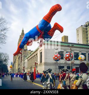 New York, 28. November 1991, Spider-man Ballon, Macy's Thanksgiving Day Parade, New York City, NYC, New York State, New York City, New York City, New York City, New York State, USA, Stockfoto