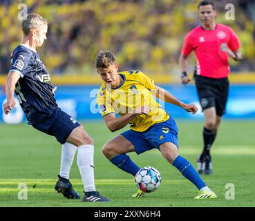 Broendby, Dänemark. November 2023. Broendby’s Filip Bundgaard während des Superliga-Spiels zwischen Broendby IF und Randers FC im Broendby Stadium am Sonntag, den 25. August 2024. (Foto: Claus Bech/Ritzau Scanpix) Credit: Ritzau/Alamy Live News Stockfoto