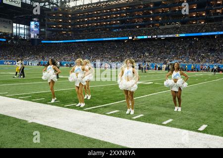 Pittsburgh, Pennsylvania, USA. August 2024. 24. August 2024: Cheerleader der Detroit Lions während der Pittsburgh Steelers vs Detroit Lions auf dem Ford Field in Detroit MI. Brook Ward/AMG (Credit Image: © AMG/AMG Via ZUMA Press Wire) NUR REDAKTIONELLE VERWENDUNG! Nicht für kommerzielle ZWECKE! Stockfoto