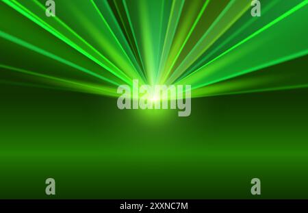 Laserstrahlen auf der Tanzbühne, Nachthintergrund. Vektor Stock Vektor