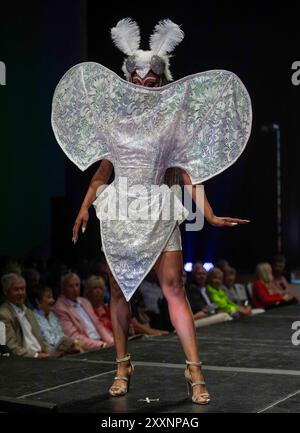 24. August 2024 – Dunedin, Florida, USA – Models laufen während der Wearable Art 18 Fashion Show im Dunedin Fine Art Center auf dem Laufsteg. (Kreditbild: © Brian Cahn/ZUMA Press Wire) NUR REDAKTIONELLE VERWENDUNG! Nicht für kommerzielle ZWECKE! Stockfoto