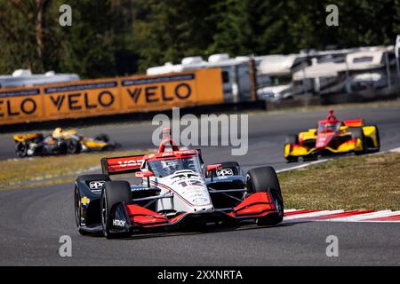 Portland, USA. August 2024. 12 POWER will (aus), Team Penske, Dallara DW12 - Chevrolet, Action während des Grand Prix BitNile.com von Portland, 14 Runde der NTT IndyCar Series 2024, auf dem Portland International Raceway, vom 23. Bis 25. August 2024 in Portland, Vereinigte Staaten von Amerika - Foto Julien Delfosse/DPPI Credit: DPPI Media/Alamy Live News Stockfoto