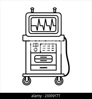 Symbol für Ultraschallgerät modernes Liniensymbol. Vektorgrafik und Ikonendesign mit auffälligen Konturen. Schwarzes und weißes Pixel Perfect minimalistisches Symbol isola Stock Vektor