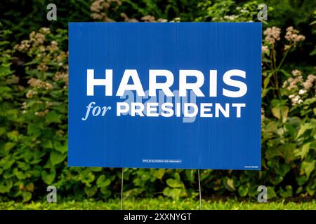 2024 Schild für die US-Präsidentschaftswahlen für die Demokratische Vizepräsidentin Kamala Harris. Am 20. Januar 2021 Kam Kamala Harris Stockfoto