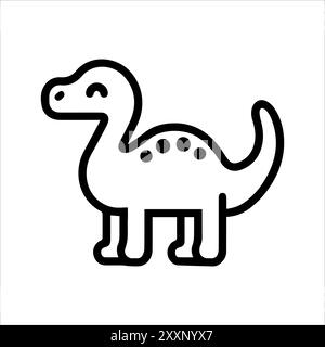 Dinosaurier-Symbol oder modernes Liniensymbol. Vektorgrafik und Ikonendesign mit auffälligen Konturen. Schwarz-weiß Pixel Perfect minimalistisches Symbol isoliert weiß Stock Vektor