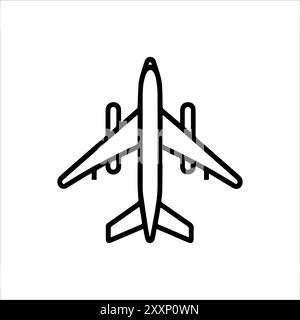 Flugzeugsymbol oder modernes Liniensymbol. Vektorgrafik und Ikonendesign mit auffälligen Konturen. Schwarz-weiß Pixel Perfect minimalistisches Symbol isoliert weiß Stock Vektor