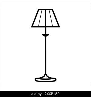 Symbol für Stehleuchte oder modernes Liniensymbol. Vektorgrafik und Ikonendesign mit auffälligen Konturen. Schwarz-weiß Pixel Perfect minimalistisches Symbol isoliert mit Stock Vektor