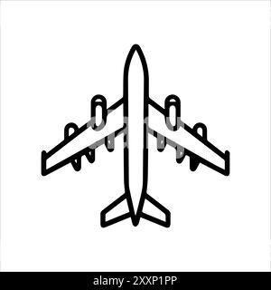 Flugzeugsymbol oder modernes Liniensymbol. Vektorgrafik und Ikonendesign mit auffälligen Konturen. Schwarz-weiß Pixel Perfect minimalistisches Symbol isoliert weiß Stock Vektor
